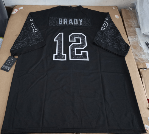 Buccaneers black army jersey back Brady 12